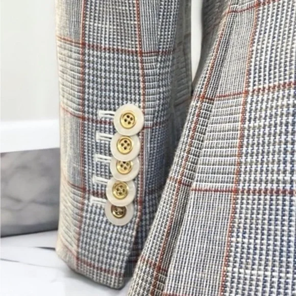 $698 Veronica Beard Schoolboy Dickey Jacket Blazer Plaid pearlized buttons sz 8 - Picture 6 of 15
